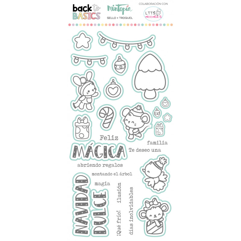 Sello y troquel coordinado Dulce Navidad by Ltts Doodles Back to Basics de Mintopía