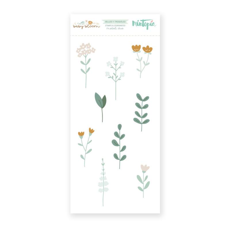 Sello y troquel Flores y ramas Baby Bloom