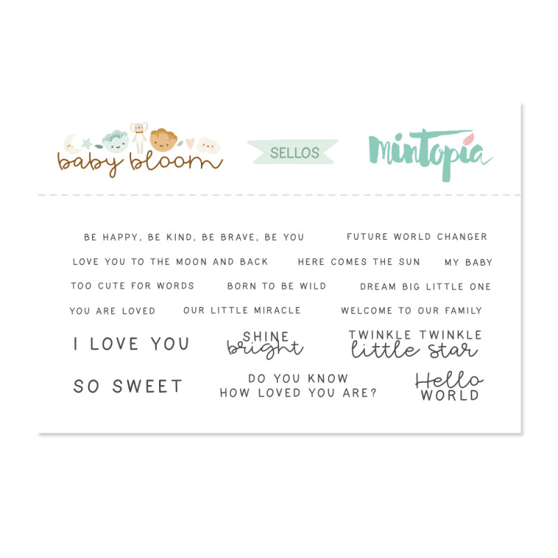 Sello Frases Baby Bloom coordinado con troquel frases INGLÉS