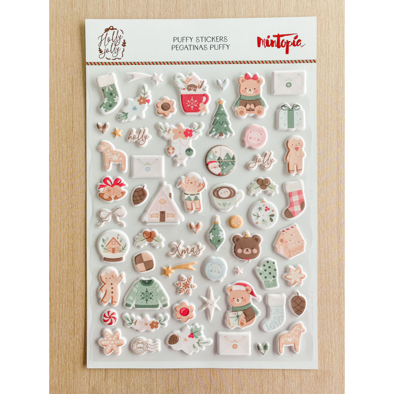 Pegatinas puffy ilustraciones Holly Jolly