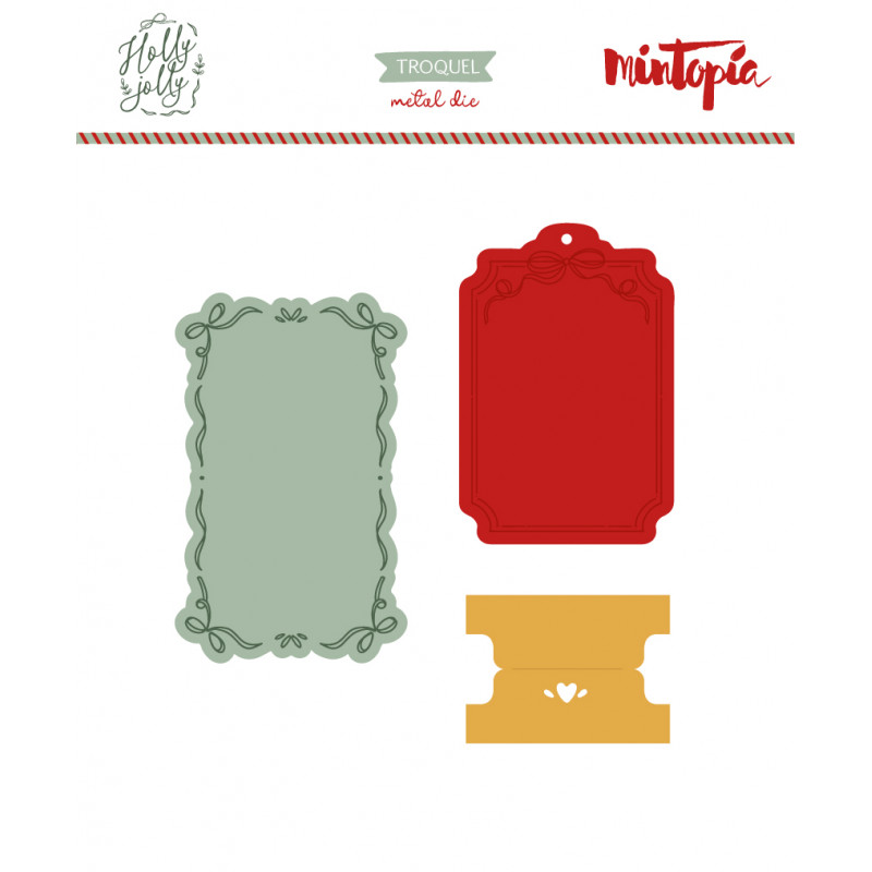 Troquel etiquetas Holly Jolly