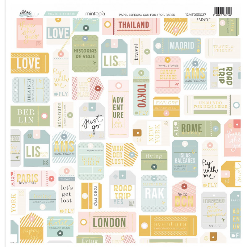 Papel especial con foil tickets A volar Travel Stories