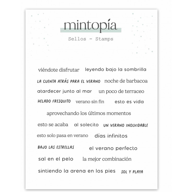 Sello frasecitas Un verano inolvidable Mintopía