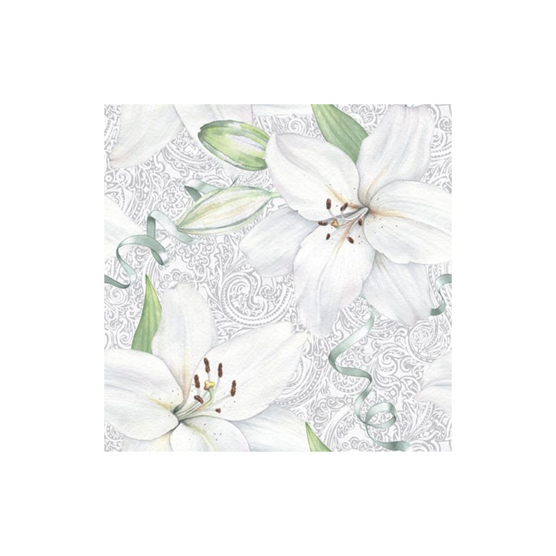 Servilleta 33x33cm White Lily with Ribbon